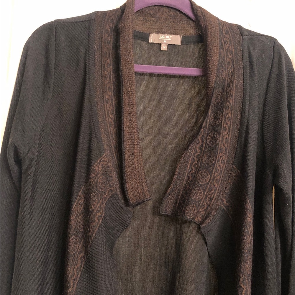 LO RI Black and Brown Long Open Cardigan Duster